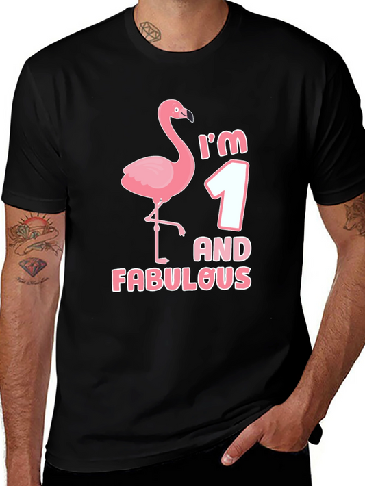Im One and Fabulous Flamingo Black Graphic Tee