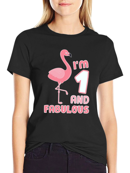Im One and Fabulous Flamingo Black Graphic Tee