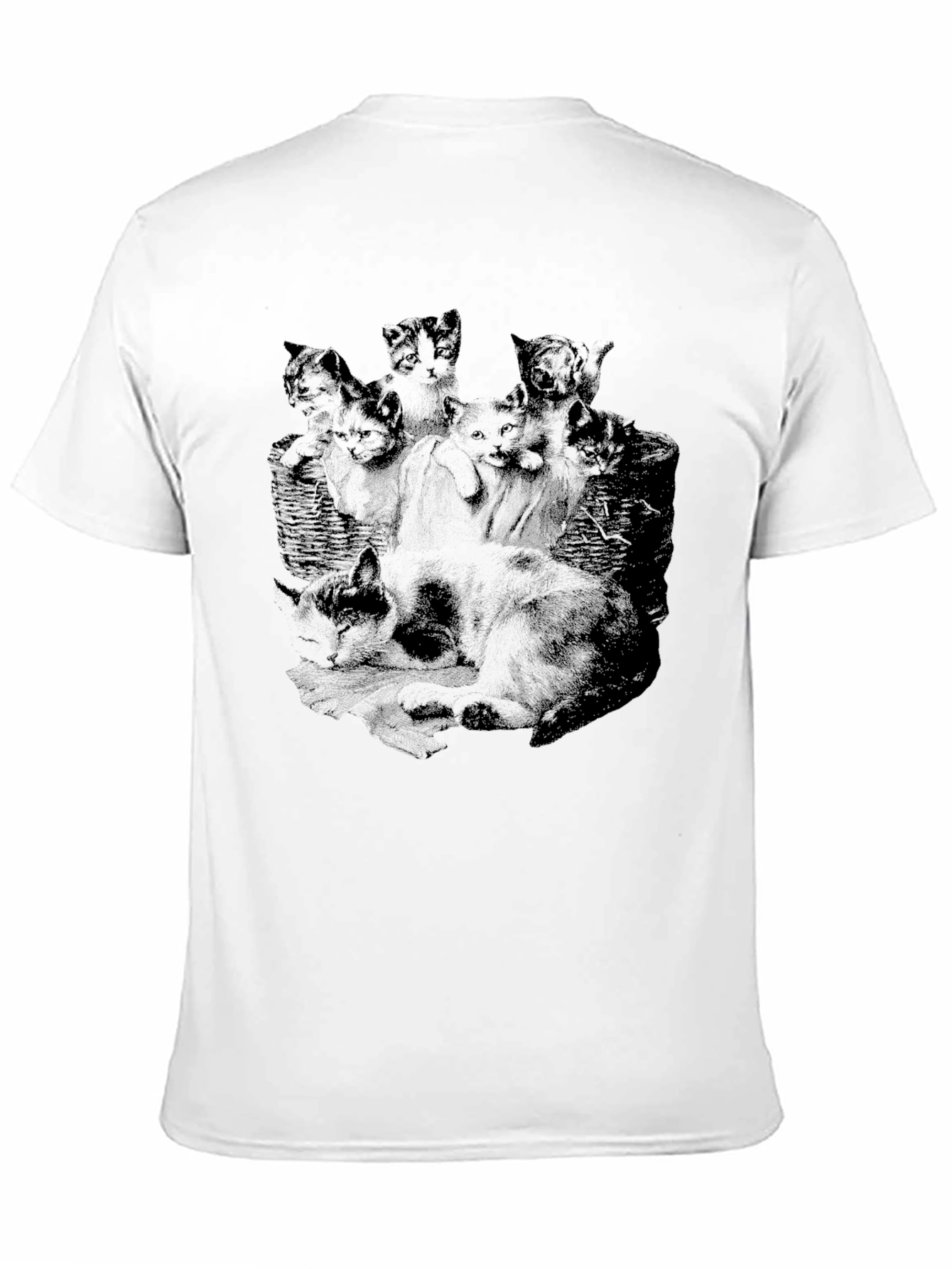 Mens Black Cat Print T-Shirt