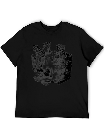 Mens Black Cat Print T-Shirt
