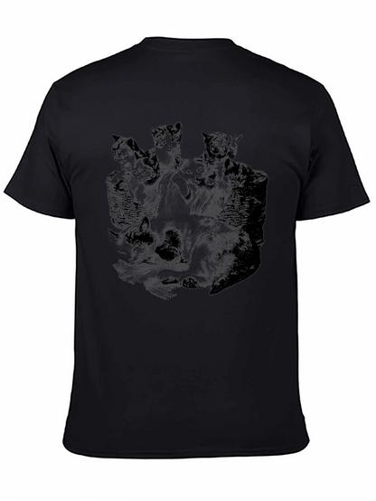 Mens Black Cat Print T-Shirt