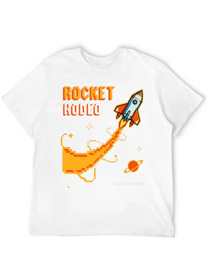 Rocket Rodeo Pixel Graphic Tee - Sci-Fi Style