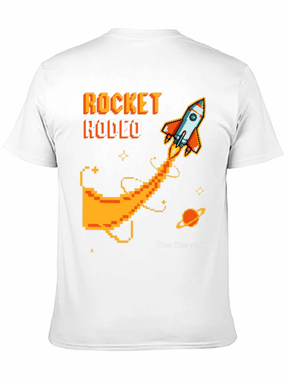 Rocket Rodeo Pixel Graphic Tee - Sci-Fi Style