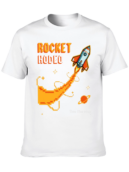 Rocket Rodeo Pixel Graphic Tee - Sci-Fi Style