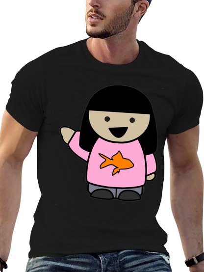 Cartoon Girl with Goldfish Tee