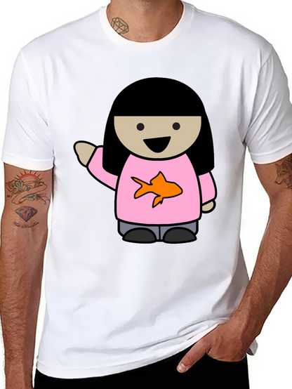 Cartoon Girl with Goldfish Tee
