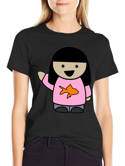 Cartoon Girl with Goldfish Tee