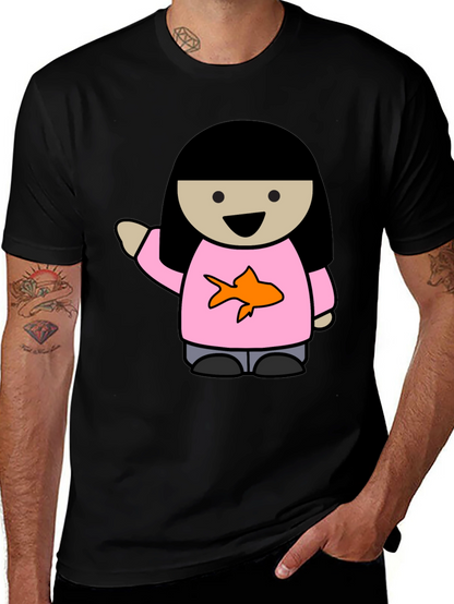 Cartoon Girl with Goldfish Tee