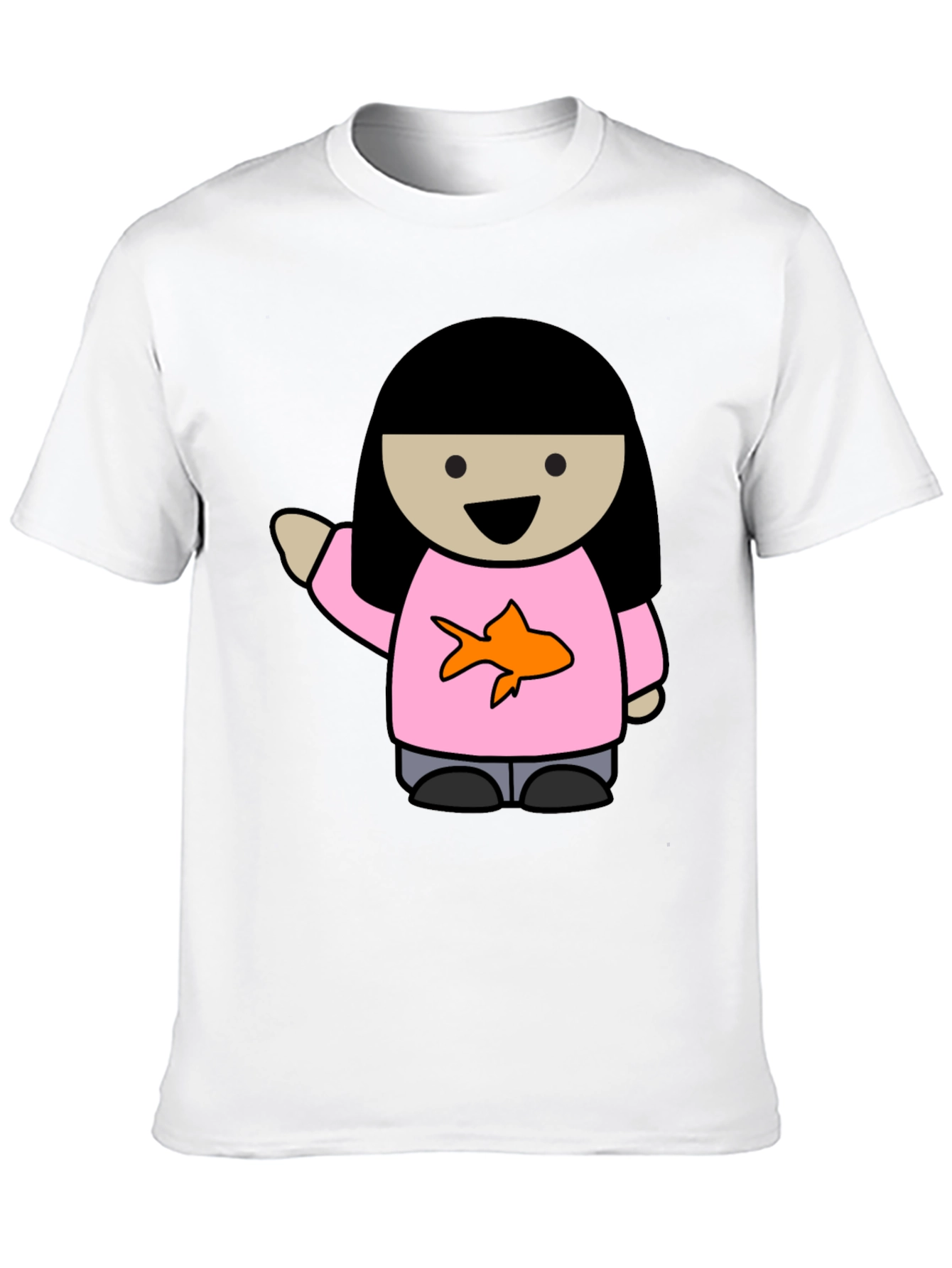 Cartoon Girl with Goldfish Tee