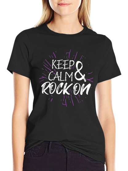 Keep Calm & Rock On Black T-Shirt