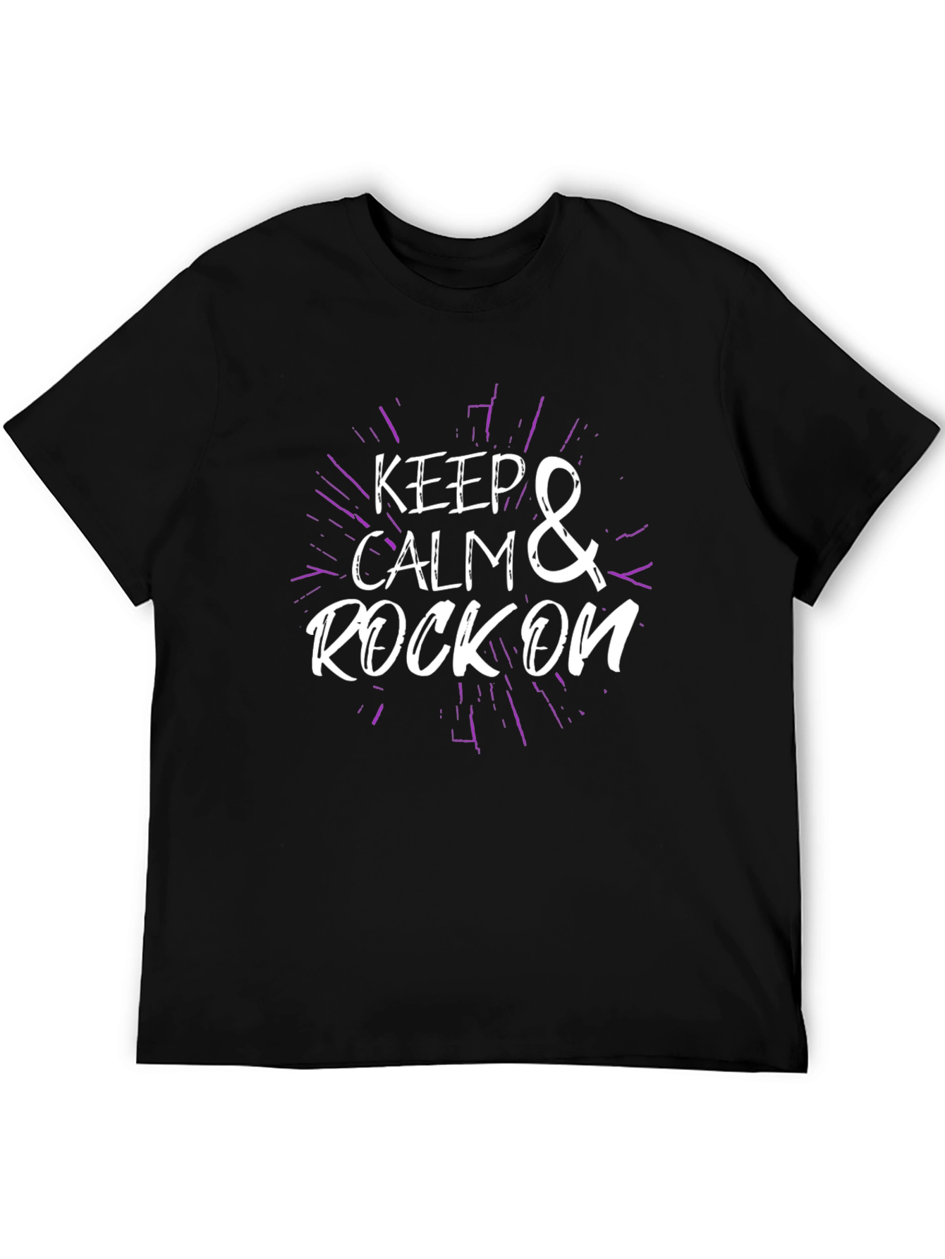 Keep Calm & Rock On Black T-Shirt