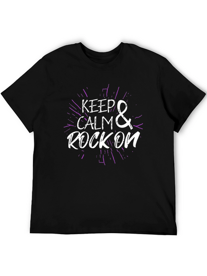 Keep Calm & Rock On Black T-Shirt