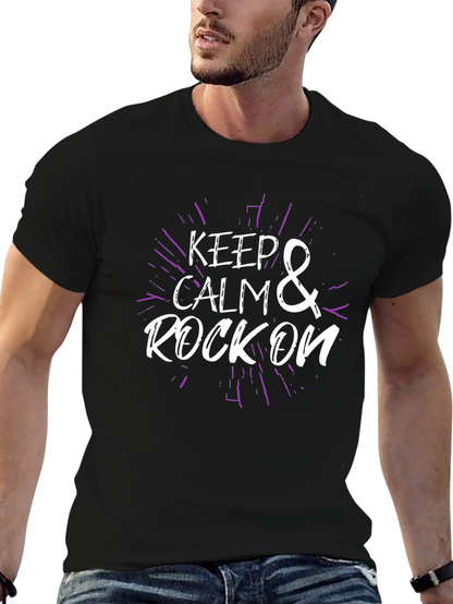 Keep Calm & Rock On Black T-Shirt