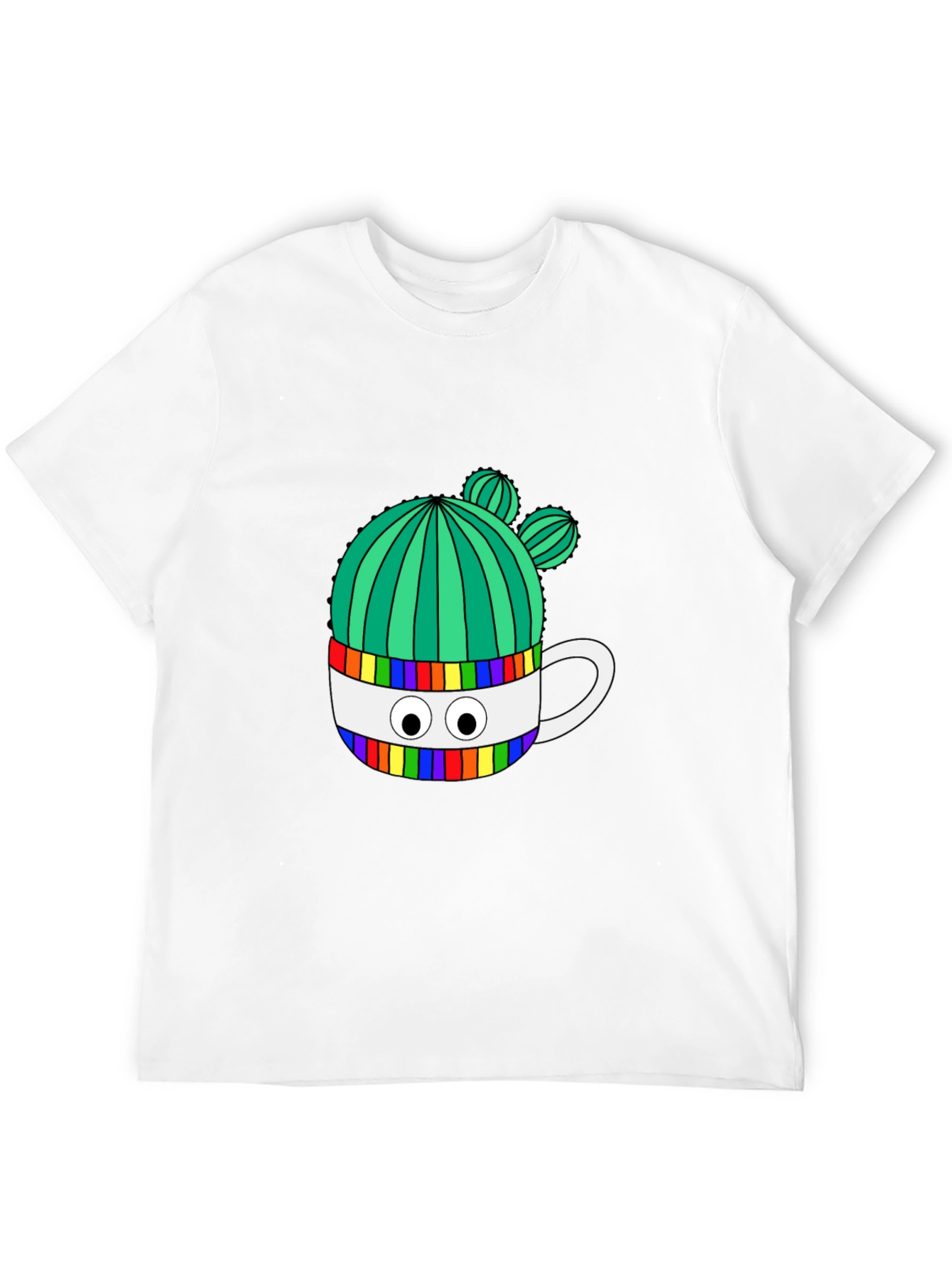 Cactus in Mug Graphic Tee - Stylish Black T-Shirt