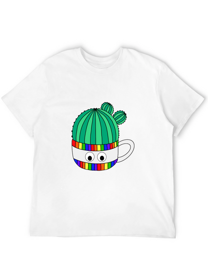 Cactus in Mug Graphic Tee - Stylish Black T-Shirt