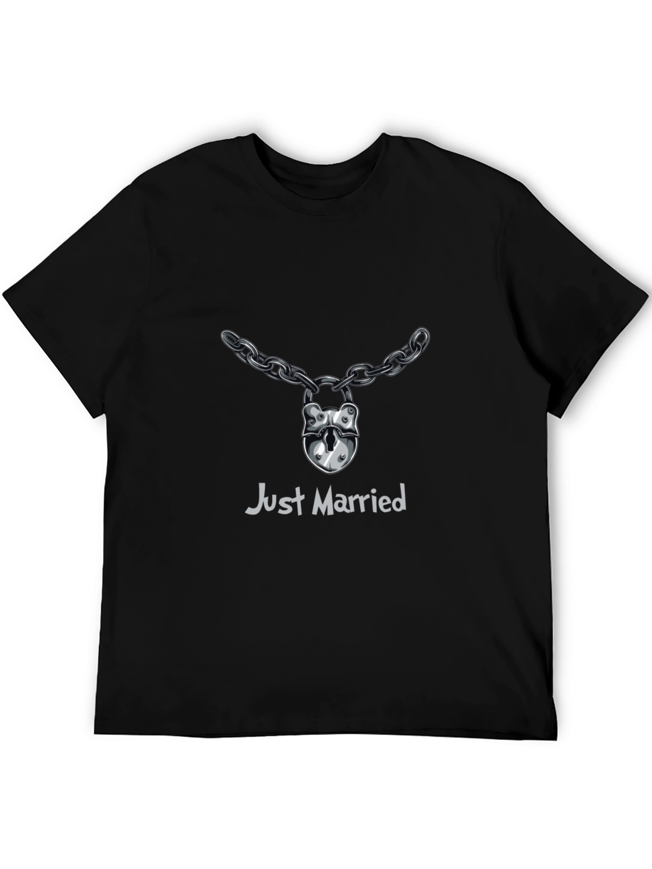 Just Married Lock & Chain T-Shirt - Wedding Gift