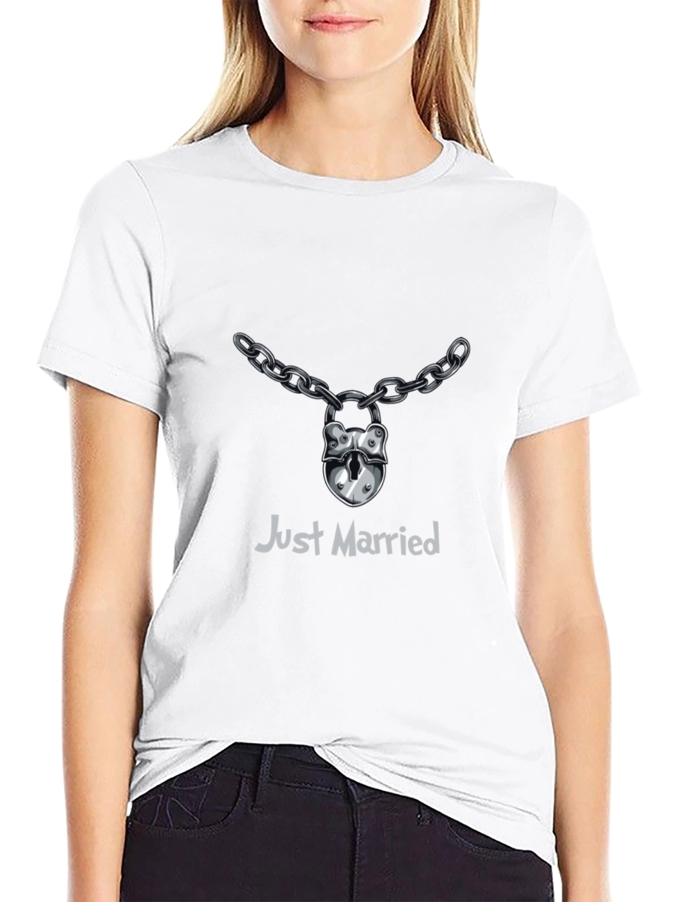 Just Married Lock & Chain T-Shirt - Wedding Gift