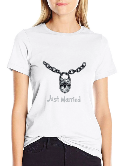 Just Married Lock & Chain T-Shirt - Wedding Gift