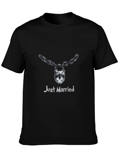 Just Married Lock & Chain T-Shirt - Wedding Gift