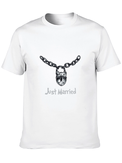 Just Married Lock & Chain T-Shirt - Wedding Gift