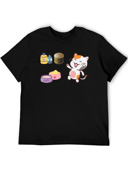Cute Cartoon Cat Lover Black T-Shirt
