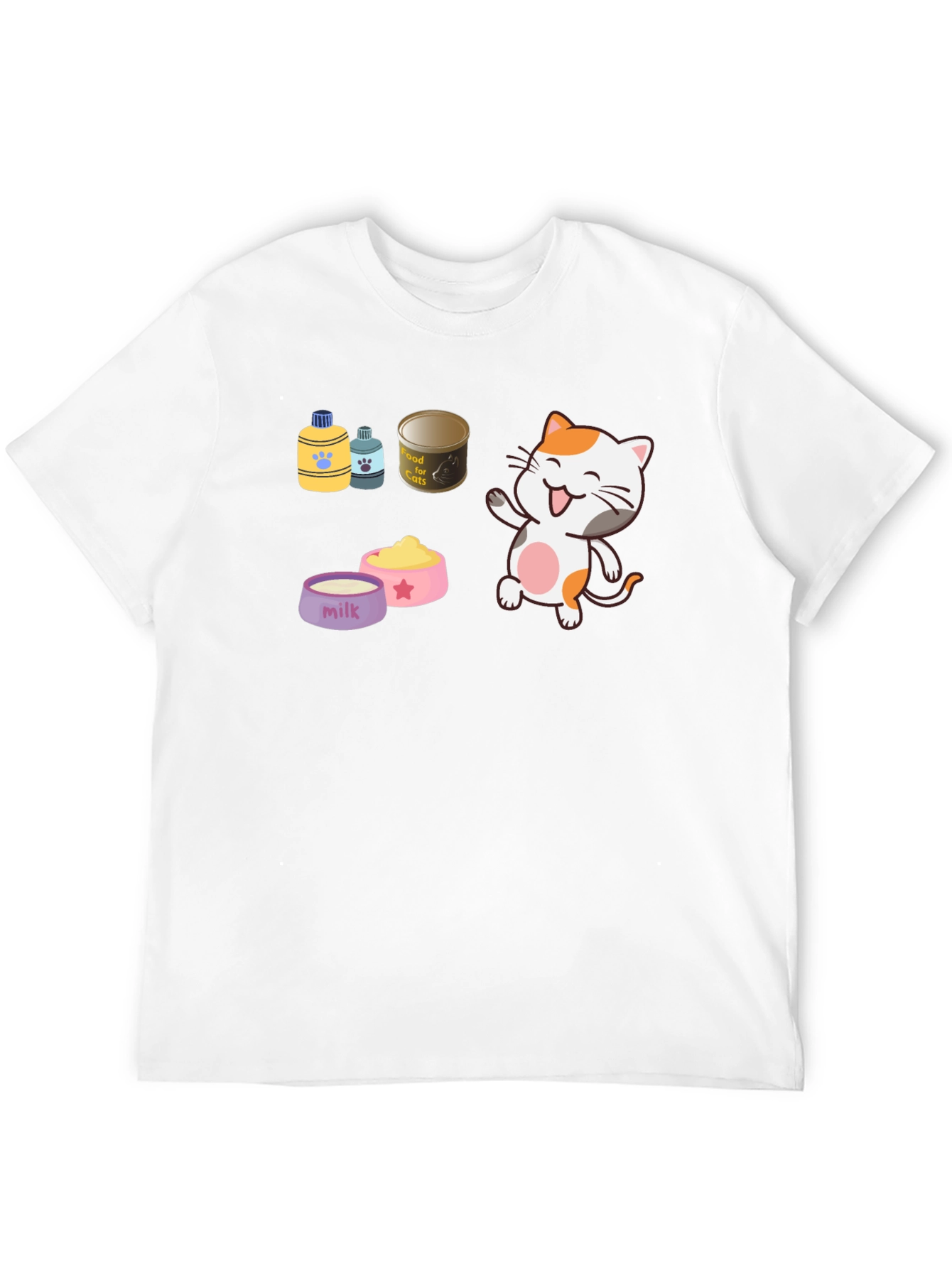 Cute Cartoon Cat Lover Black T-Shirt