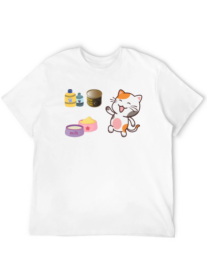 Cute Cartoon Cat Lover Black T-Shirt