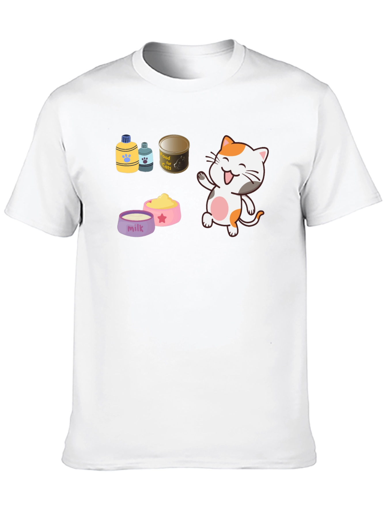 Cute Cartoon Cat Lover Black T-Shirt