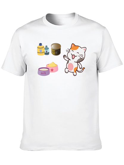 Cute Cartoon Cat Lover Black T-Shirt