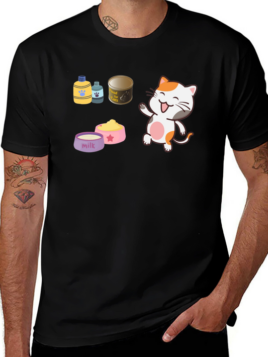 Cute Cartoon Cat Lover Black T-Shirt