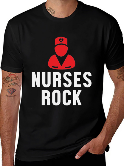Nurses Rock Graphic T-Shirt - Black