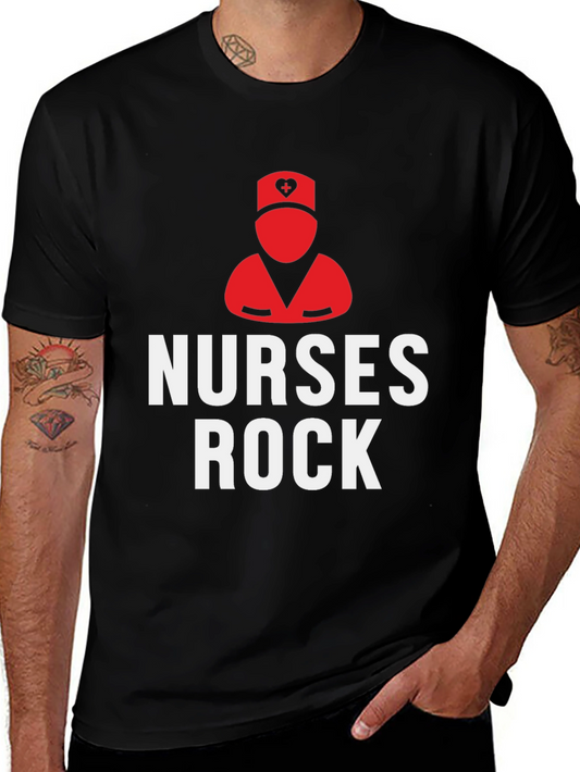 Nurses Rock Graphic T-Shirt - Black