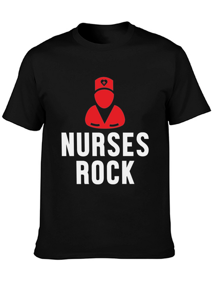 Nurses Rock Graphic T-Shirt - Black