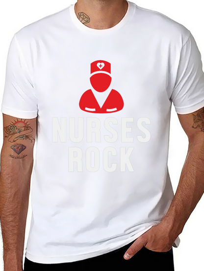 Nurses Rock Graphic T-Shirt - Black