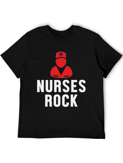 Nurses Rock Graphic T-Shirt - Black