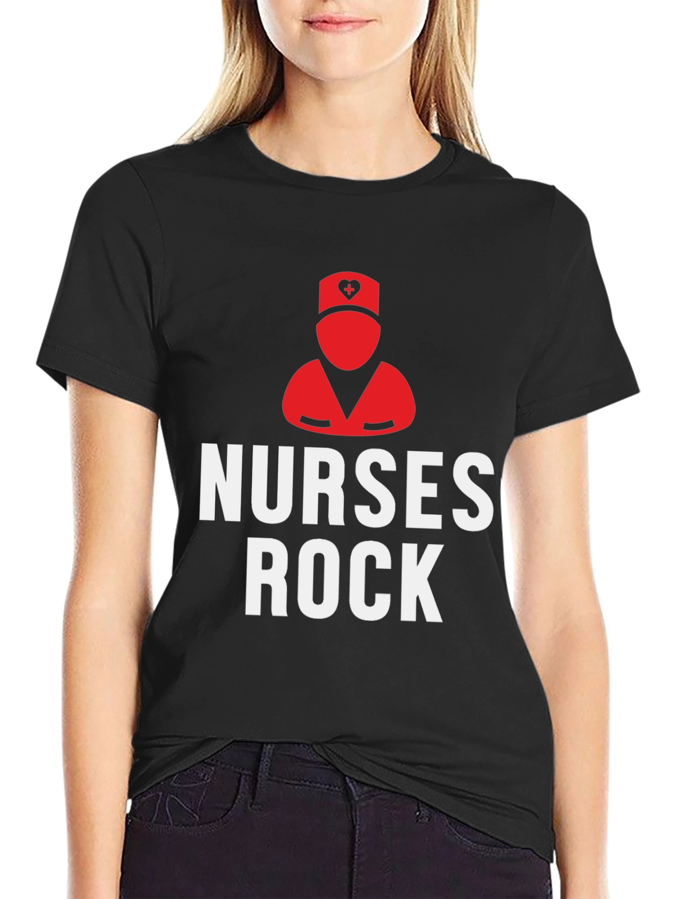 Nurses Rock Graphic T-Shirt - Black