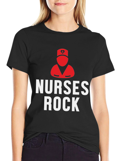 Nurses Rock Graphic T-Shirt - Black