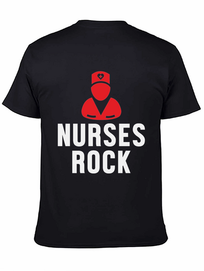 Nurses Rock Graphic T-Shirt - Black