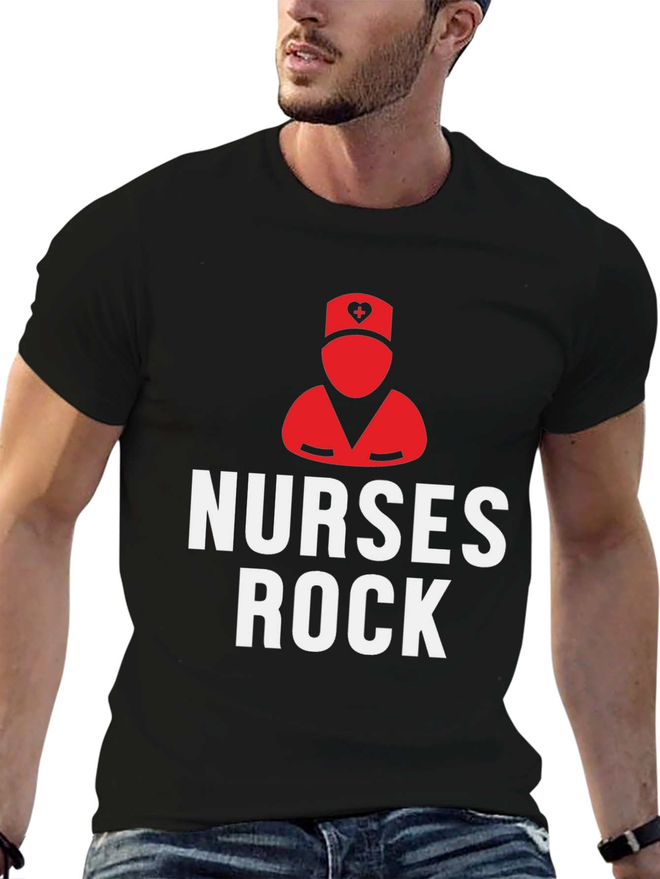 Nurses Rock Graphic T-Shirt - Black