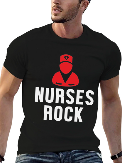 Nurses Rock Graphic T-Shirt - Black