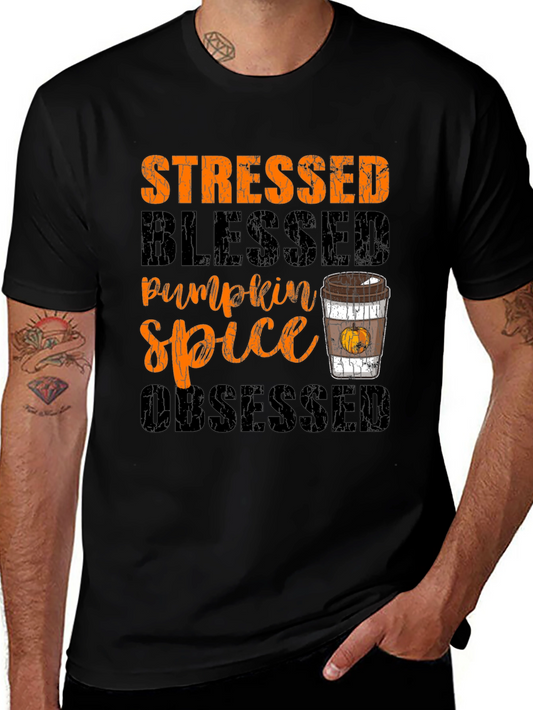 Stressed Blessed Pumpkin Spice Obsessed T-Shirt