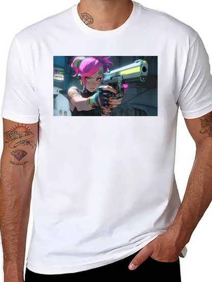 Neon Fury Tee: Edgy Graphic Print Black T-Shirt