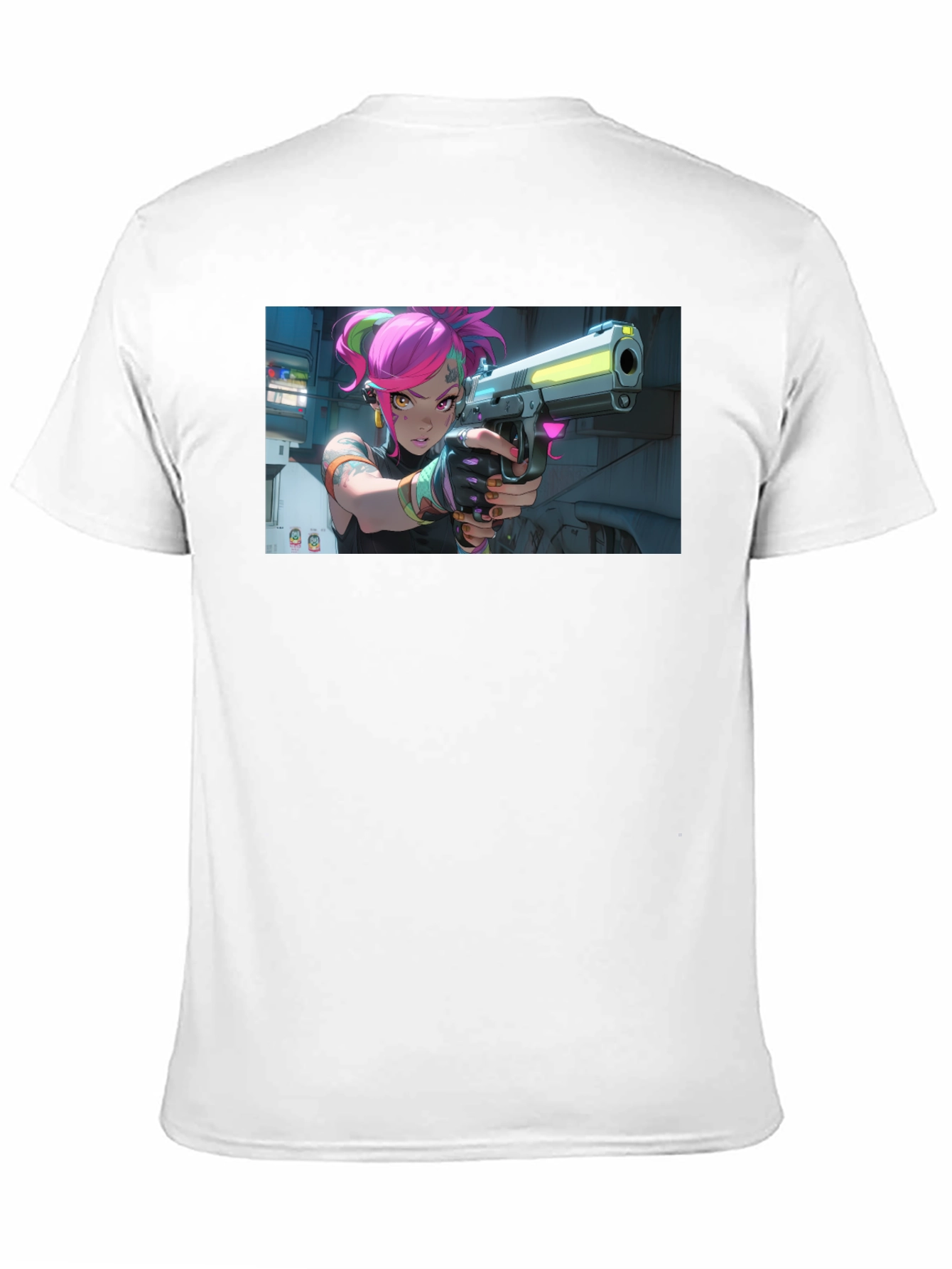 Neon Fury Tee: Edgy Graphic Print Black T-Shirt