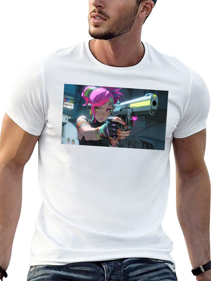 Neon Fury Tee: Edgy Graphic Print Black T-Shirt