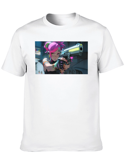 Neon Fury Tee: Edgy Graphic Print Black T-Shirt