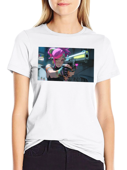 Neon Fury Tee: Edgy Graphic Print Black T-Shirt
