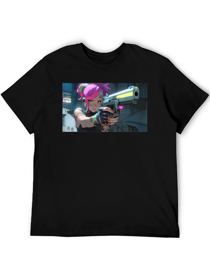 Neon Fury Tee: Edgy Graphic Print Black T-Shirt