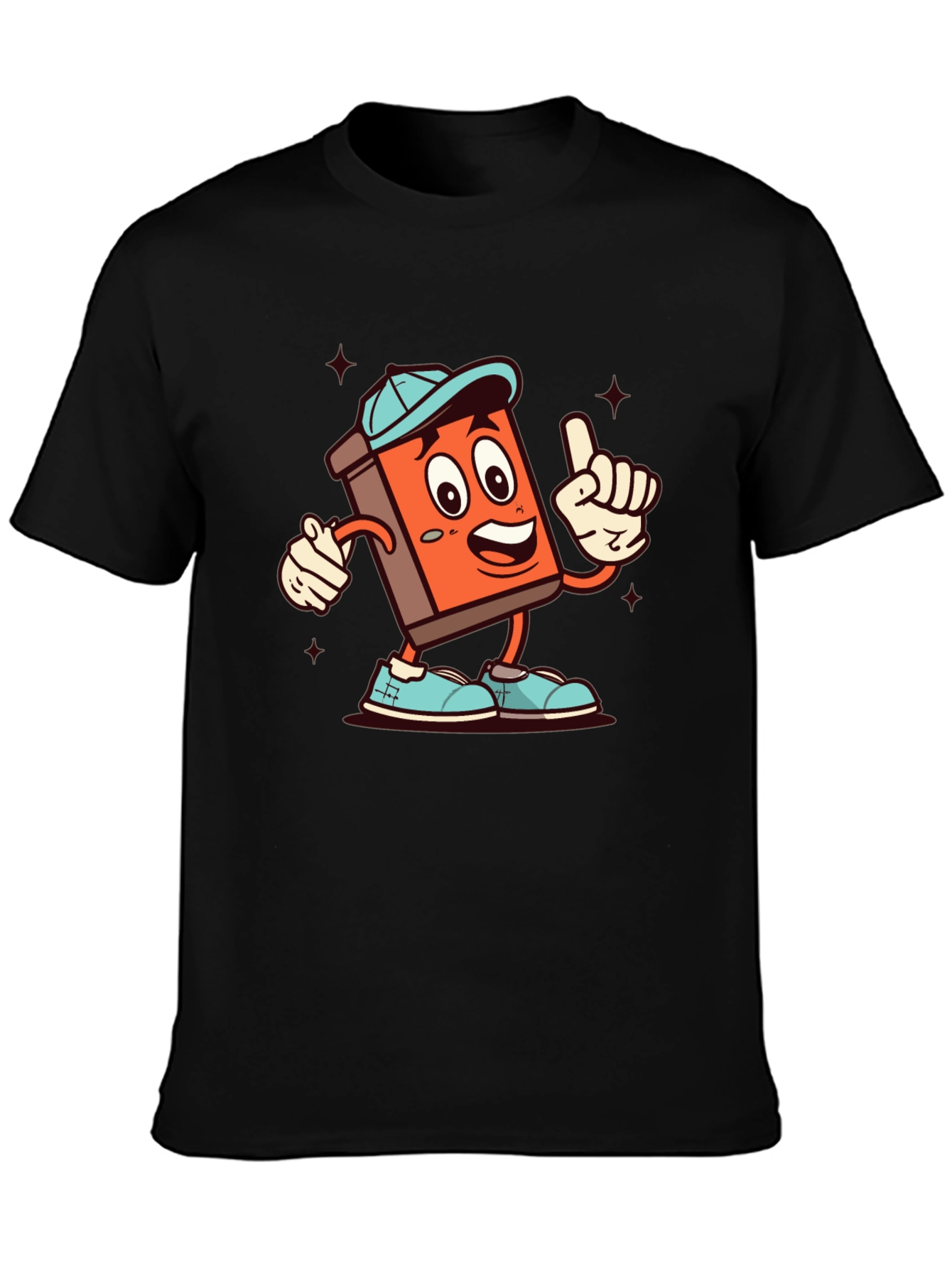 Cartoon Book Character Black T-Shirt