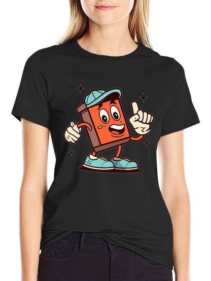 Cartoon Book Character Black T-Shirt