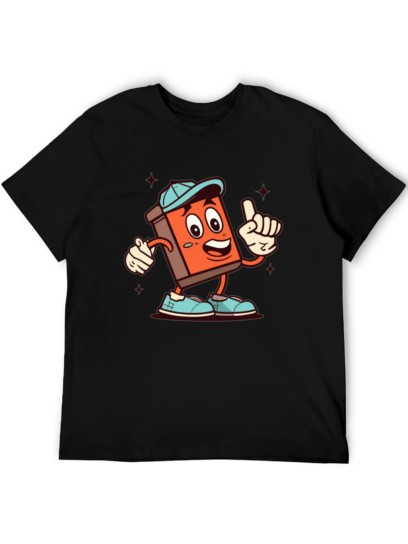 Cartoon Book Character Black T-Shirt